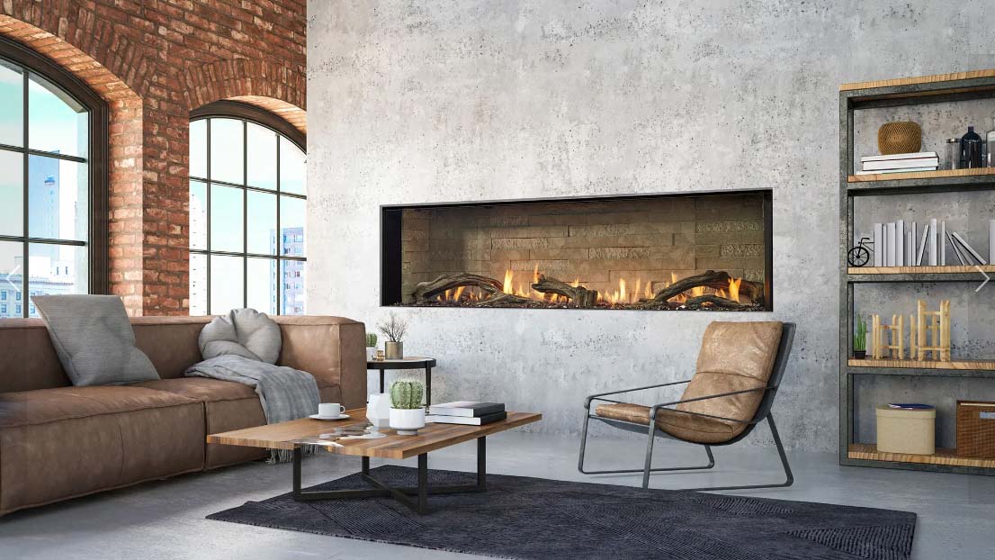 Clean lines are just the beginning, as heat management technology makes it safe to install a TV
						above the fireplace.